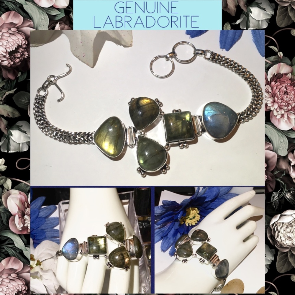 ❗️Last Chance❗️Chunky Labradorite Gemstone Statement Bracelet